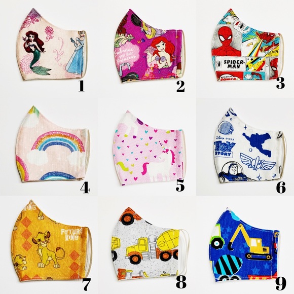 Kids DISNEY CHARACTERS Face Mask w/Filter Pocket - Picture 1 of 15